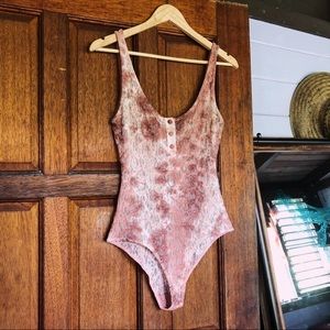 NightCap Dusty Rose Mesh Lace Bodysuit